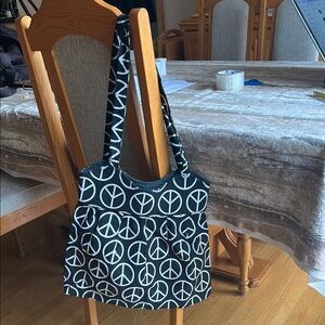 New Black and White Peace Symbol Shoulder Bag